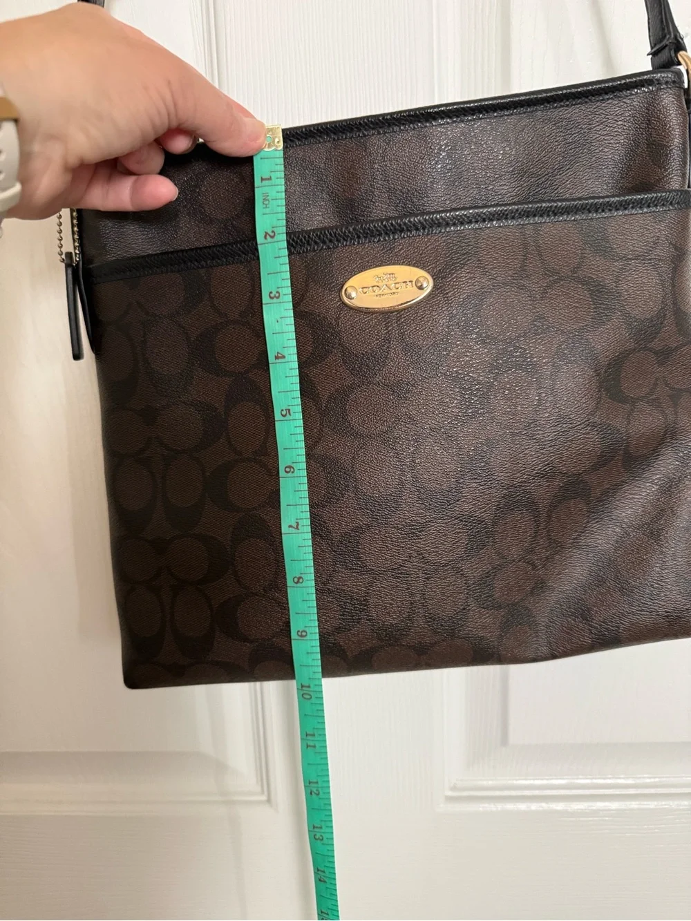 Coach Dark Brown Signature Messenger Crossbody